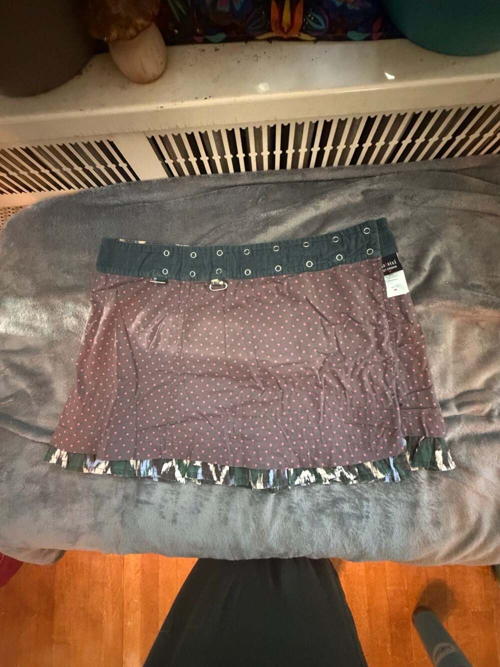 Moshiki Hot Cookie Reversible Adjustable Snap Wrap Mini Skirt